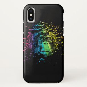 Rainbow Chimpanze auf Schwarz iPhone X Hülle