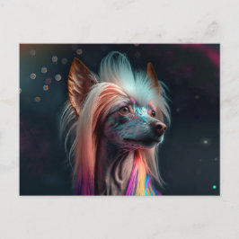 Rainbow Chinese Crested Hund Art Postcard Postkarte