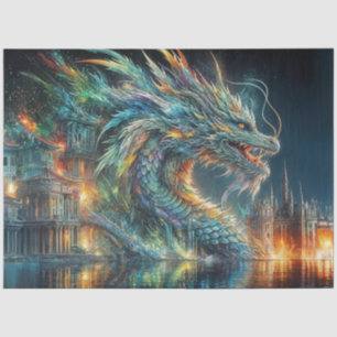 Rainbow-Chinesischer Drache in Water Decoupage Seidenpapier
