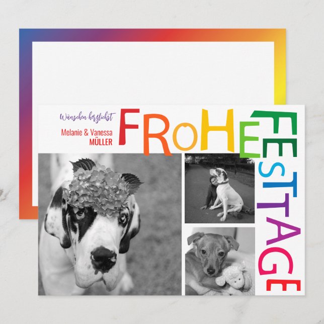 Rainbow Christmas Einladung (Vorne/Hinten)