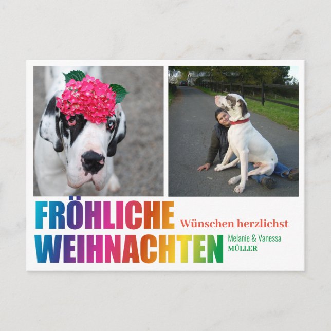 Rainbow Christmas Postcard Postkarte (Vorderseite)