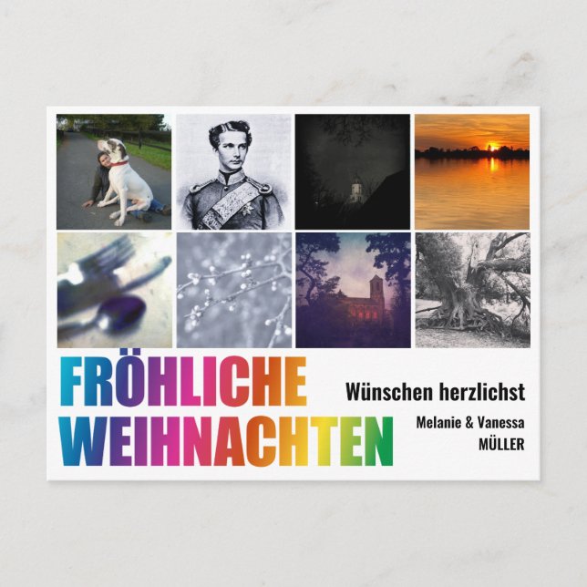 Rainbow Christmas Postcard Postkarte (Vorderseite)