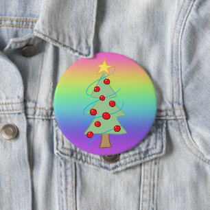 Rainbow Christmas Tree Button