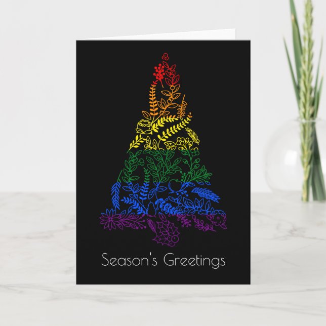 Rainbow Christmas Tree Feiertagskarte (Vorderseite)