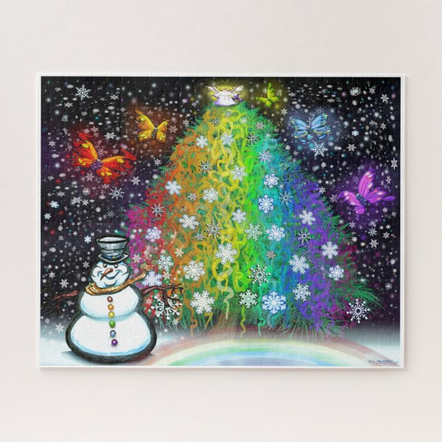 Rainbow Christmas Tree mit Beschneidungen (Horizontal)