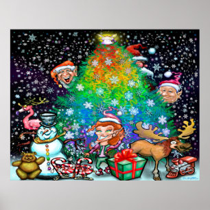 Rainbow Christmas Tree Poster