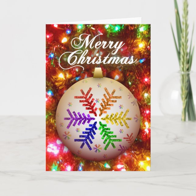 Rainbow Christmas Tree Snowflake Frohe Weihnachten Karte (Vorderseite)