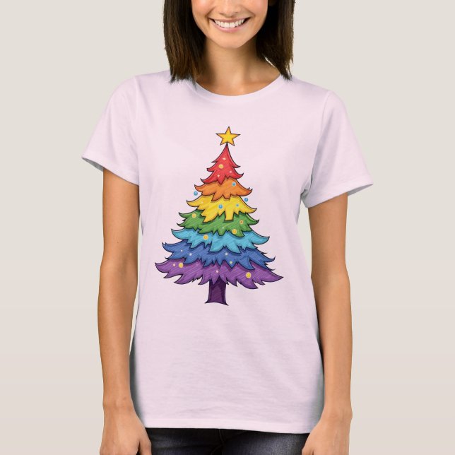 Rainbow Christmas Tree T-Shirt (Vorderseite)