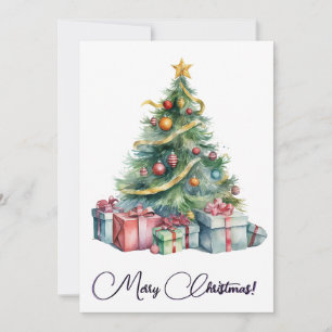Rainbow Christmas Tree Wasserfarbe Kunst Feiertagskarte