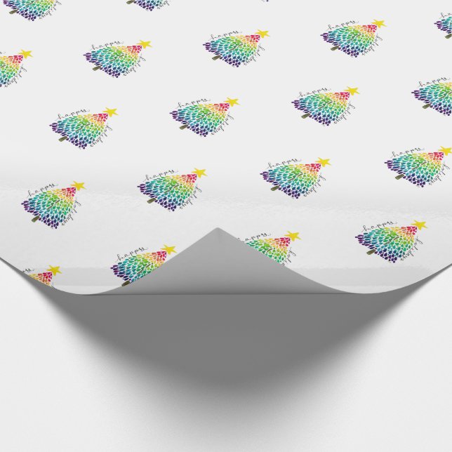 Rainbow Christmas Tree Wrapping Paper  Geschenkpapier (Ecke)