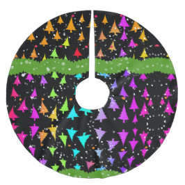 Rainbow Christmas Trees Polyester Weihnachtsbaumdecke