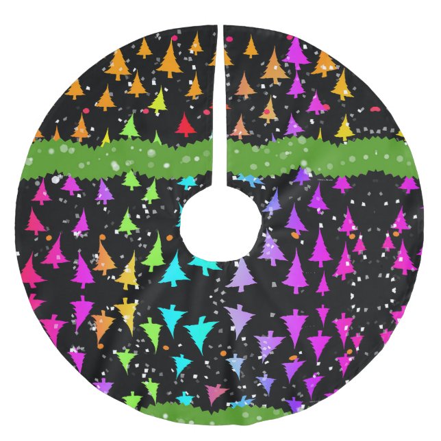 Rainbow Christmas Trees Polyester Weihnachtsbaumdecke (Vorderseite)