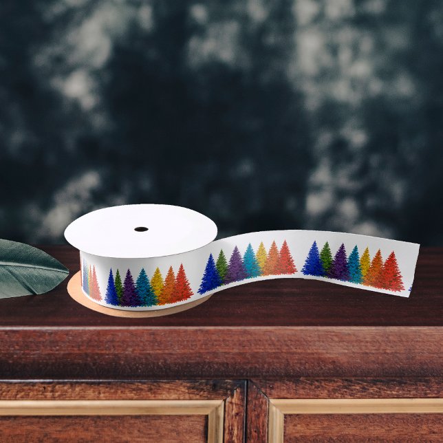 Rainbow Christmas Trees Satinband (Rainbow Christmas Trees Satin Ribbon by the Olde Christmas Shoppe)