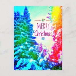 RAINBOW CHRISTMAS TREME POSTCARD POSTKARTE