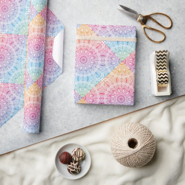 Rainbow Circle Mandala Geschenkpapier (Kunsthandwerk)