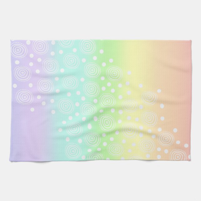 Rainbow Circles Pastel Geschirrtuch (Horizontal)