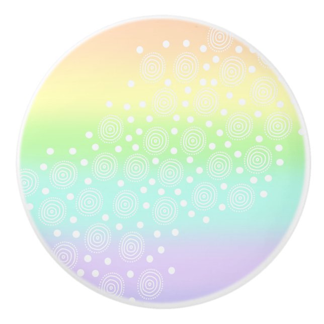 Rainbow Circles Pastel Keramikknauf (Vorderseite)