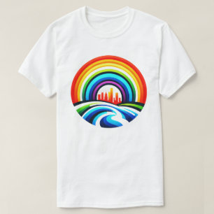 Rainbow City Skyline Urban Diversity & Hope Design T-Shirt