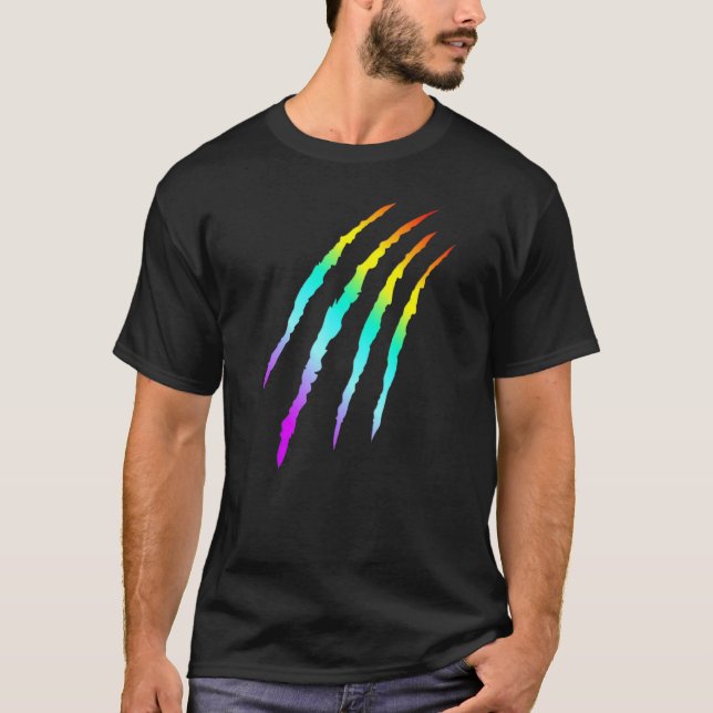 Rainbow Claw Marks LGBTQ T-Shirt (Vorderseite)