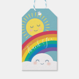 Rainbow Cloud and Sun Birthday Favor Tag Geschenkanhänger