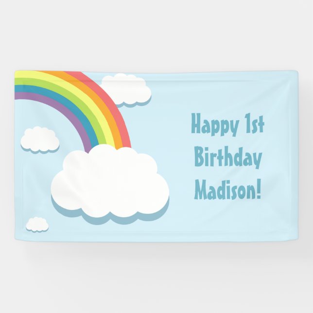 Rainbow Cloud Birthday Banner (Horizontal)