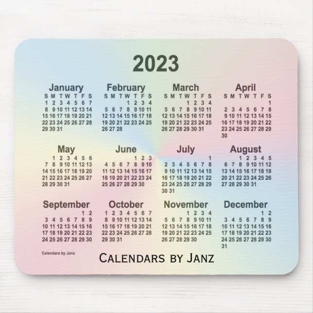 Rainbow Cloud Calendar 2023 von Janz Mousepad (Vorne)