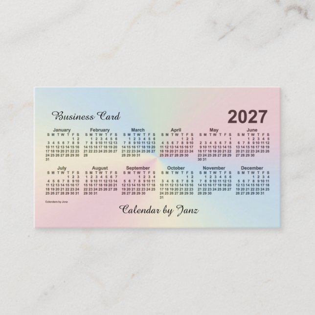 Rainbow Cloud Calendar 2027 von Janz Visitenkarte (Vorderseite)