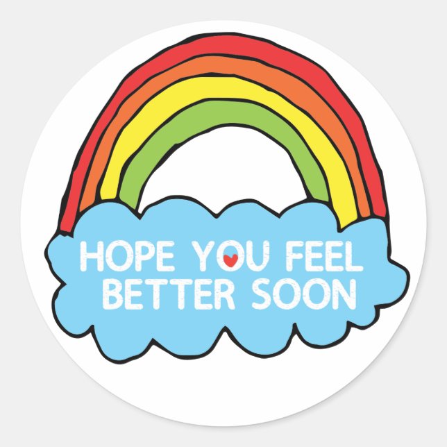 Rainbow Cloud Clip Art Senden Sie gut Wünsche Runder Aufkleber (Vorderseite)