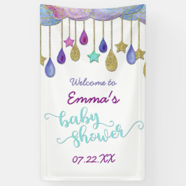 Rainbow Cloud Gold Glitzer Baby Dusche Willkommen Banner