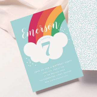 Rainbow Cloud Kinder Geburtstagsfeier Einladung