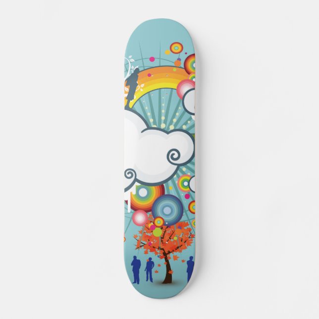 Rainbow Cloud People Skateboard (Vorderseite)