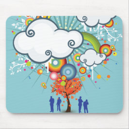 Rainbow Cloud People Tree Mousepad