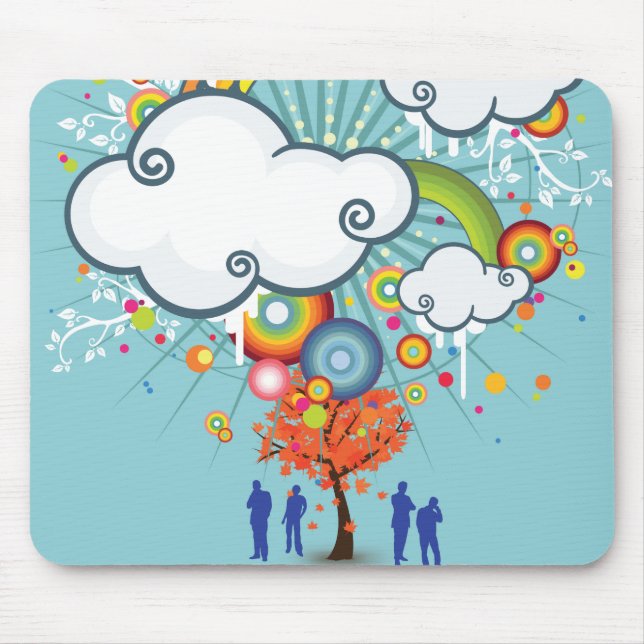 Rainbow Cloud People Tree Mousepad (Vorne)