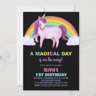 Rainbow Cloud Unicorn Einladung zum Geburtstag