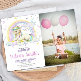 Rainbow Cloud Unicorn Einladung zum Geburtstag