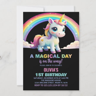 Rainbow Cloud Unicorn Einladung zum Geburtstag