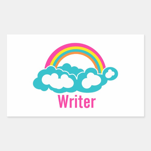 Rainbow Cloud Writer Rechteckiger Aufkleber (Vorderseite)