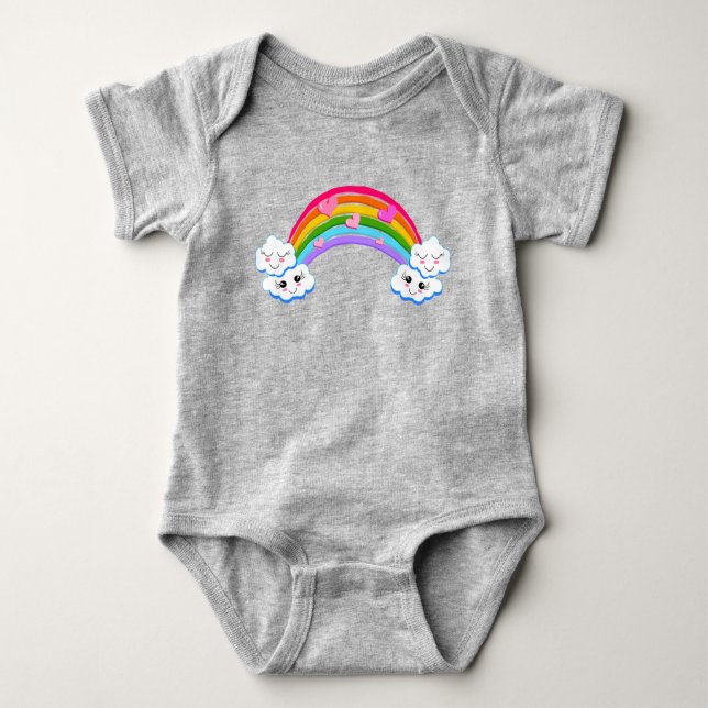 Rainbow Clouds Baby Bodysuit Strampler (Vorderseite)