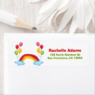 Rainbow Clouds & Balloons Kinderanschrift