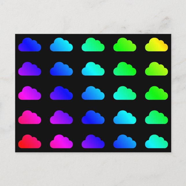 Rainbow Clouds Colorful Multicolor Kawaii Clipart Postkarte (Vorderseite)