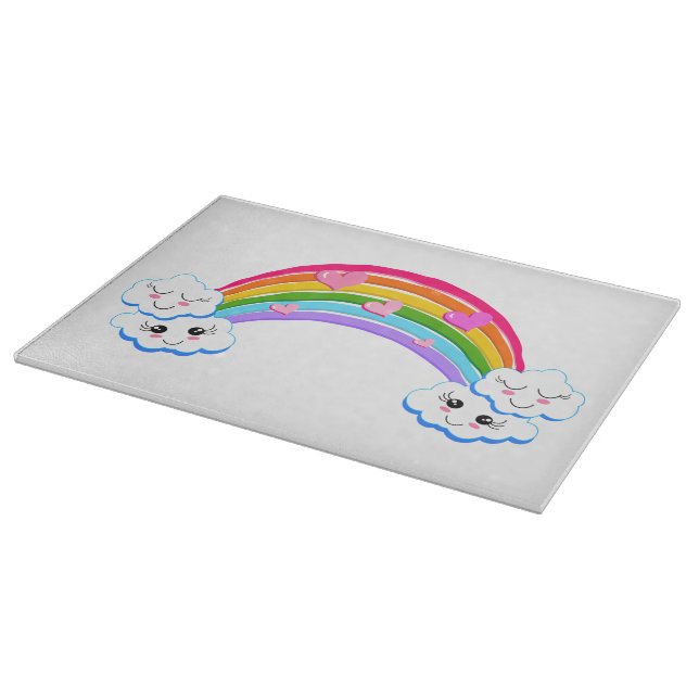 Rainbow Clouds Glass Cutting Board Schneidebrett (Ecke)