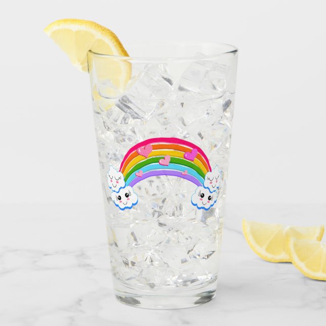 Rainbow Clouds Glass Tumbler (Vorderseite Ice)