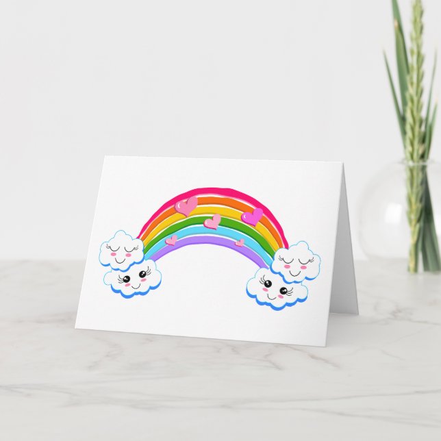 Rainbow Clouds Grußkarte (Leere) Dankeskarte (Vorderseite)