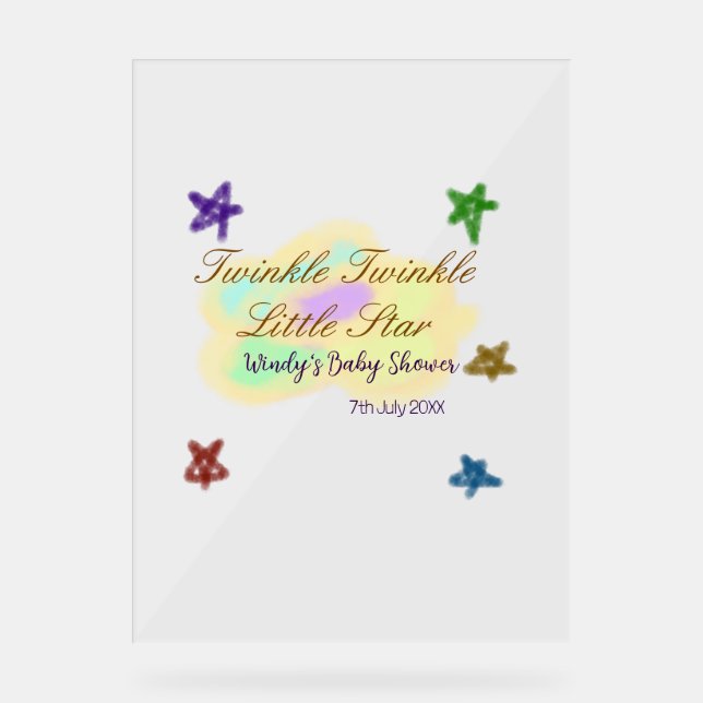 Rainbow clouds twinkle Twinkle Little Star baby Acrylschild (Vorderseite)