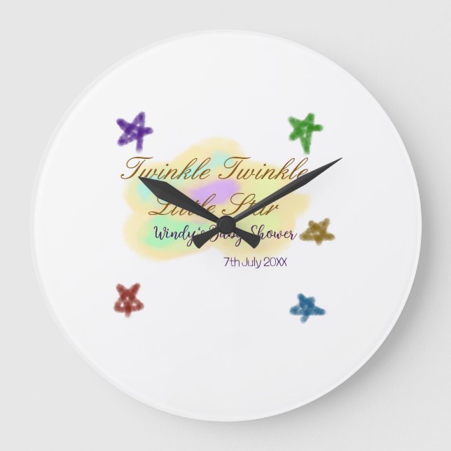 Rainbow clouds twinkle Twinkle Little Star baby Große Wanduhr (Vorderseite)