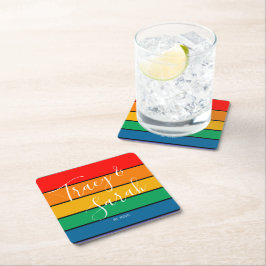 Rainbow Color Block Streifen Rechteckiger Pappuntersetzer