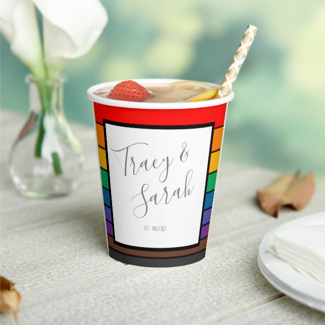 Rainbow Color Block Strips Pappbecher (In Situ)