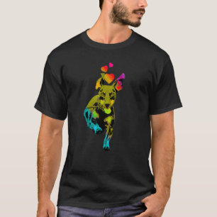 Rainbow Color Dackel Hund mit Herz farbig 4 T-Shirt