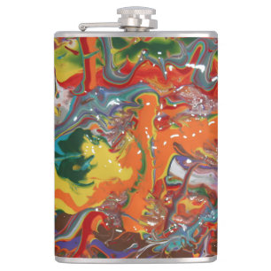 Rainbow Color Flow Art Flachmann