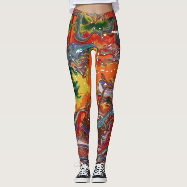 Rainbow Color Flow Art Leggings (Vorderseite)